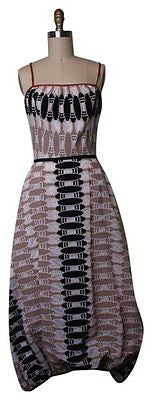 Geometric Ethnic Print Dress With Asymmetrical Trimmed Ballon Skirt Sz 4