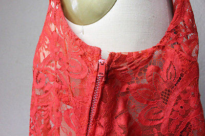 Vintage 60's Red Sheer Lace Dress Sz Small