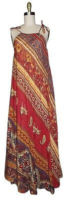 Handmade Bright Indian Fabric Hippy Gipsy Boho Summer Maxi Dress Sz M