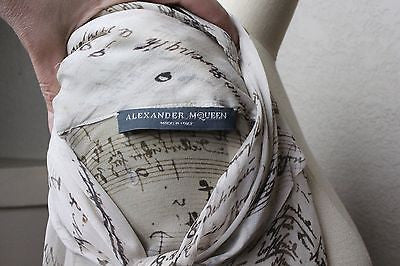Alexander McQueen Sheer Chiffon Blouse With Music Note Print Sz S Retail $1095