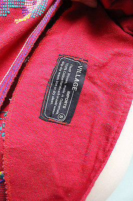 Village Imports Pink Vintage Guatemalan Handwoven Bird Maxi Dress Sz M