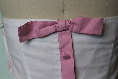 Vintage 1950's White Pink Strapless Eyelet Dress Sz 6
