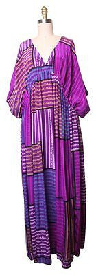 Anthropologie Caftan Purple Anupamaa Geo Striped Maxi Dress Sz L Retail $300