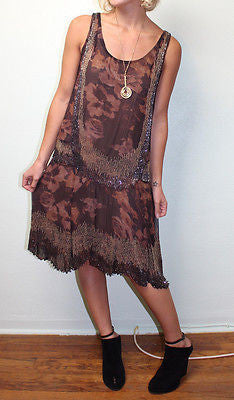 Haute Hippie Silk Beaded Flapper Drop Waist Dress Sz XS Retail $895