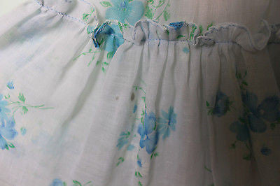 Vintage Blue And White Floral Country Peasant Dress Sz XS