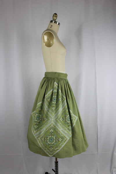 Vintage 1950's Circle Swing Skirt With Patchwork Size 2