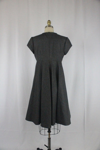 Unique Vintage Grey Vintage Inspired Heavy Wool Circle Skirt Dress Size 6
