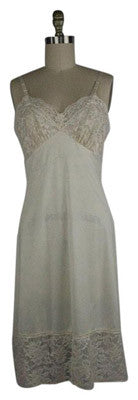Vanity Fair Vintage Cream Slip Nighty Dress with Lace Trim Size Small
